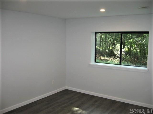 spare room with dark wood-type flooring