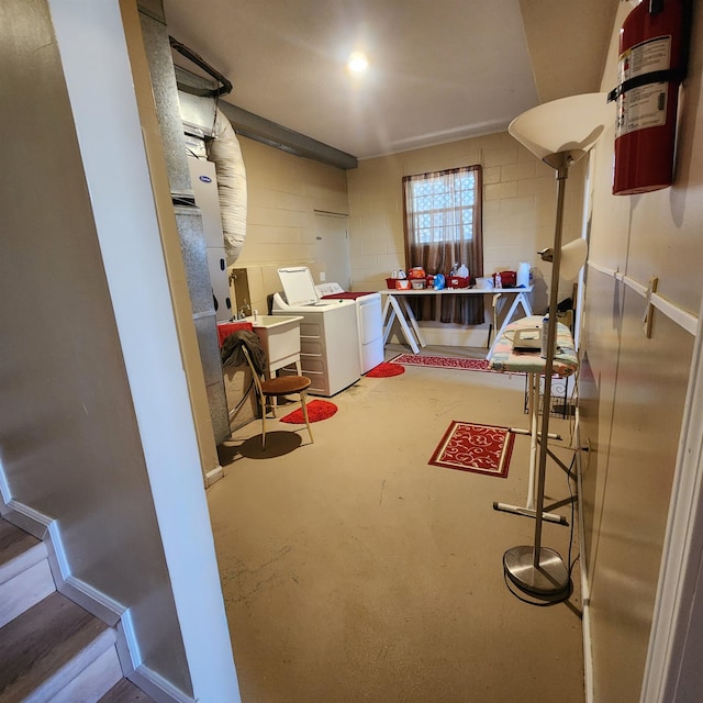 basement with independent washer and dryer