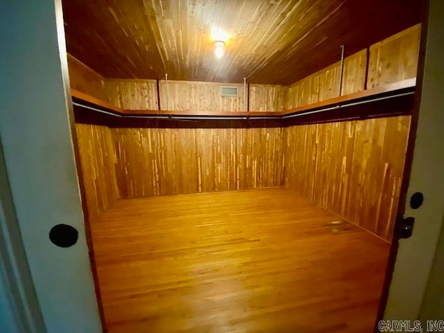 walk in closet with hardwood / wood-style flooring