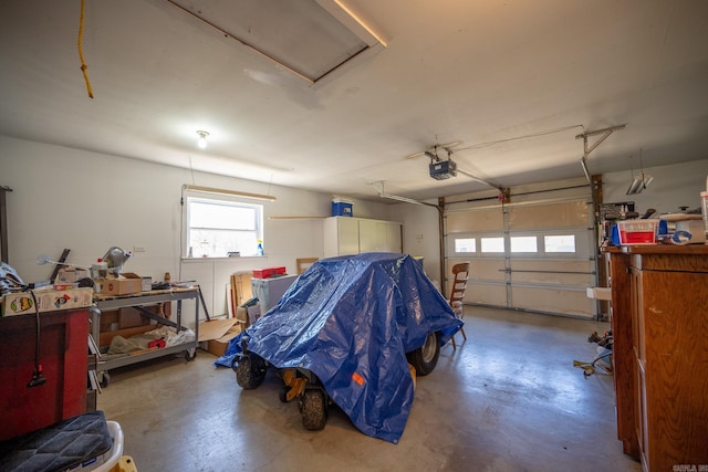 garage with a garage door opener