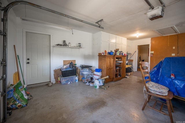 garage with a garage door opener