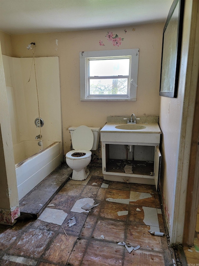 full bathroom with vanity, shower / bathing tub combination, and toilet