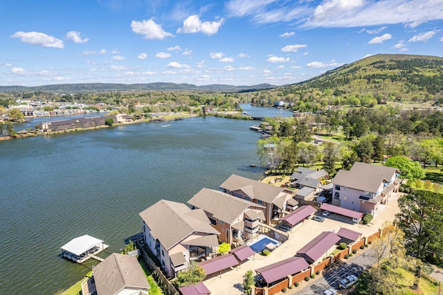 birds eye view of property featuring a mountain view