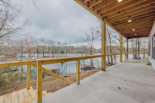 dock area featuring a water view