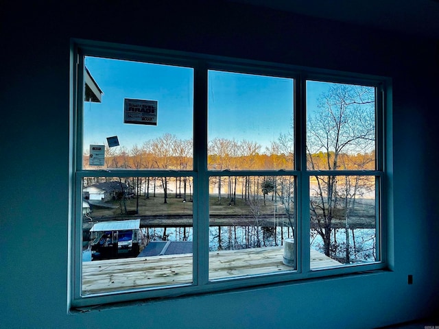 doorway featuring a water view