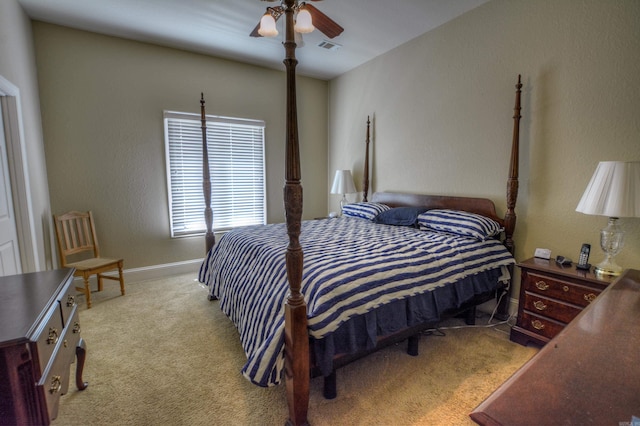 bedroom with carpet flooring and ceiling fan