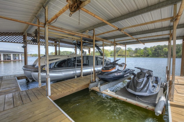 dock area featuring a water view