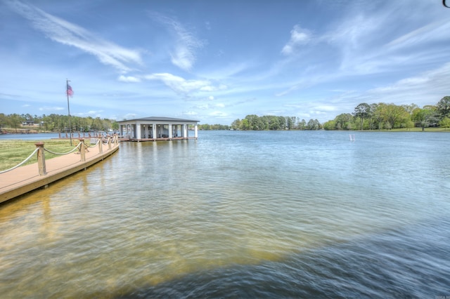 dock area featuring a water view