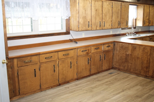 kitchen featuring sink and light hardwood / wood-style flooring