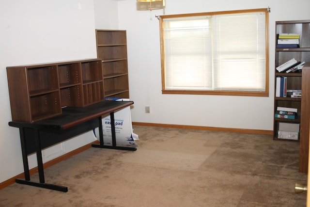 view of carpeted home office