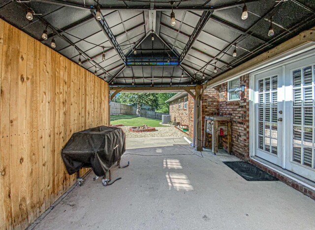 view of stable with french doors