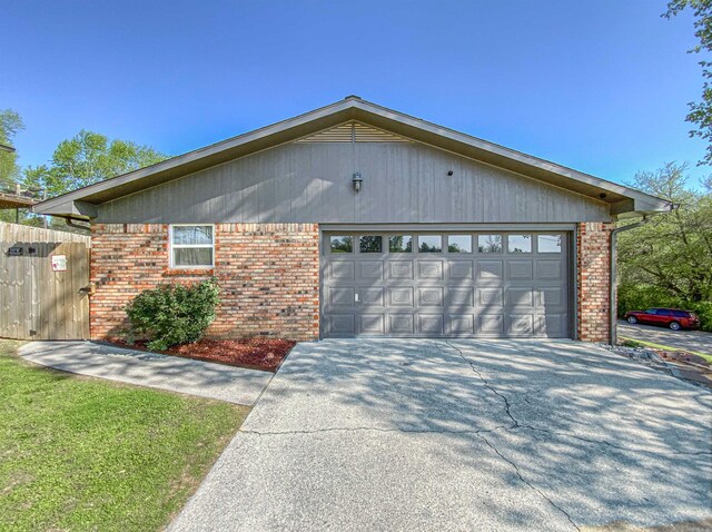 exterior space with a garage