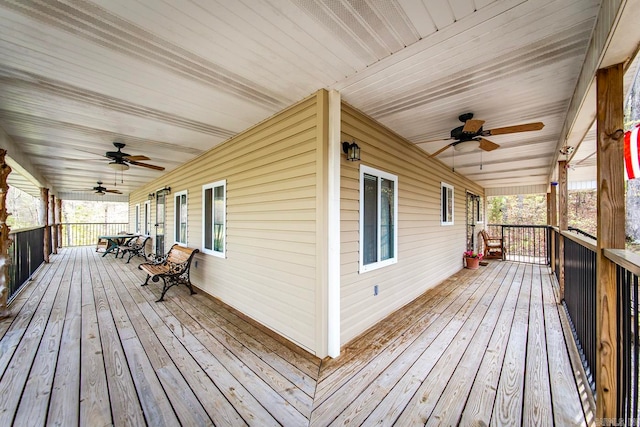 deck featuring ceiling fan