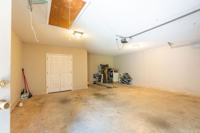 garage with a garage door opener