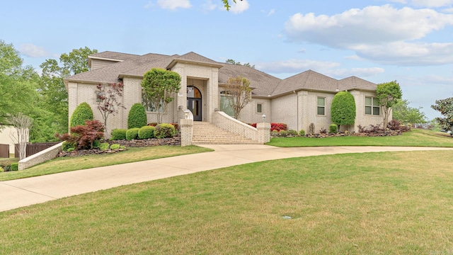 view of front facade featuring a front yard