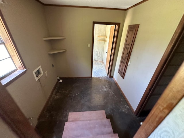 interior space with crown molding