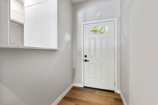 doorway to outside featuring light hardwood / wood-style flooring