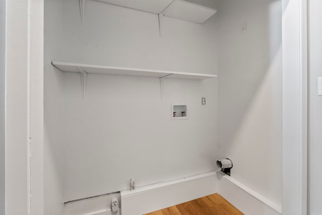 washroom with washer hookup and wood-type flooring