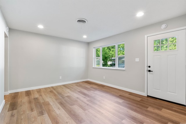 foyer entrance featuring light wood-type flooring