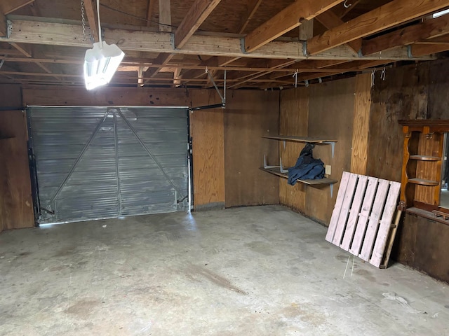 garage with wooden walls