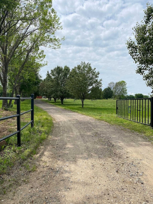 view of road with a rural view