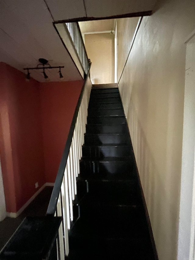 stairway with track lighting