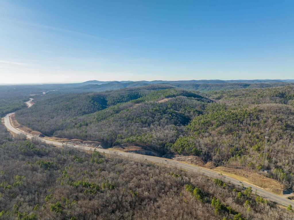 birds eye view of property with a mountain view