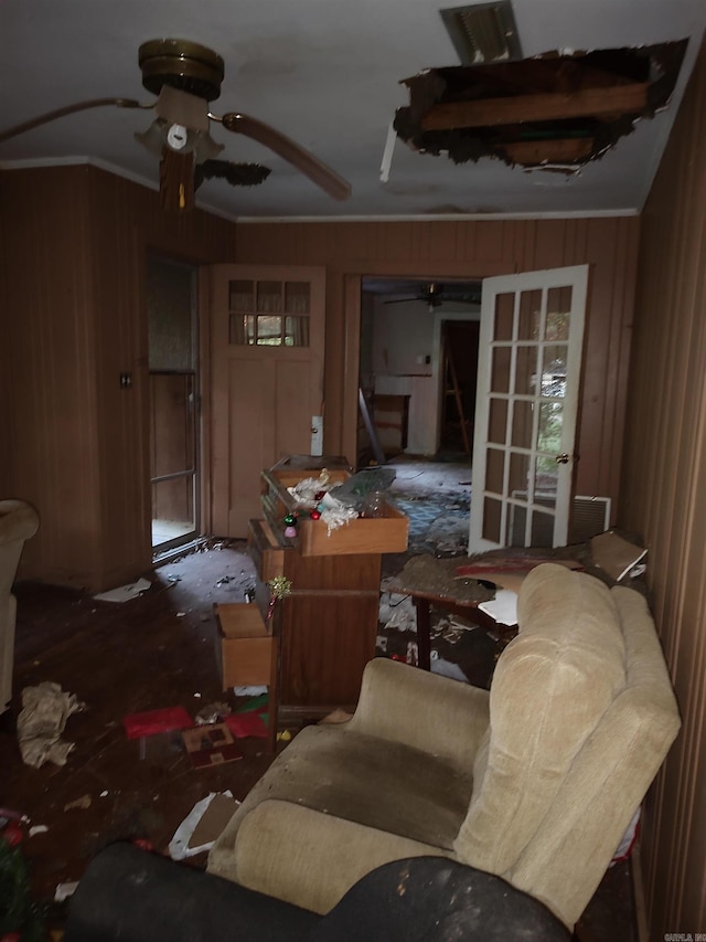 1270 Flagstaff Ave, Camden, AR 71701 - interior space with ceiling fan and french doors