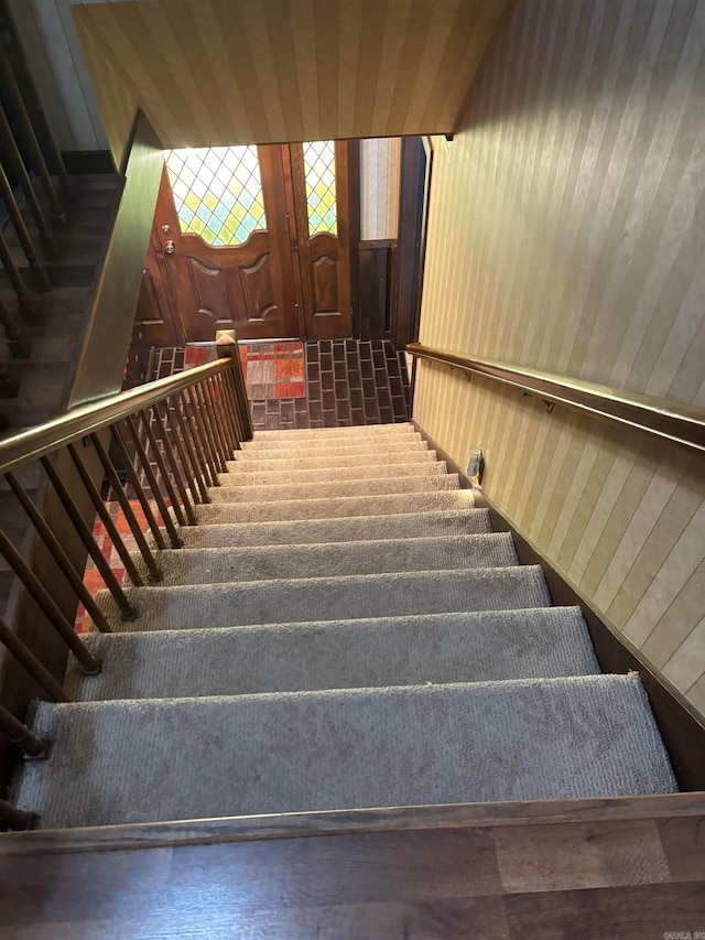 stairs with tile floors