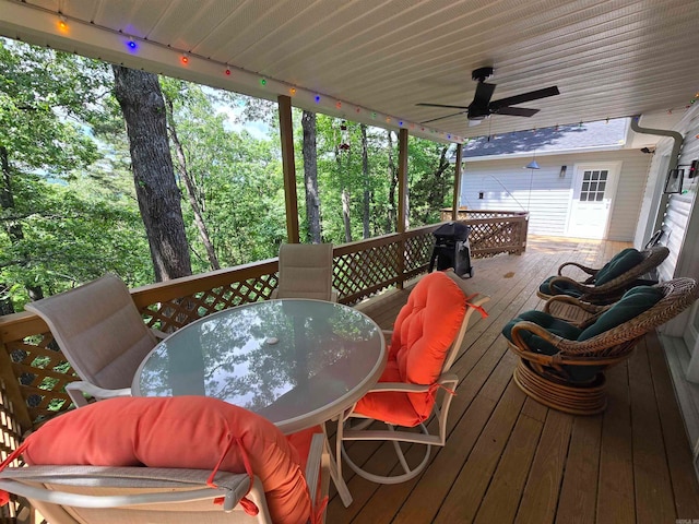 deck featuring ceiling fan