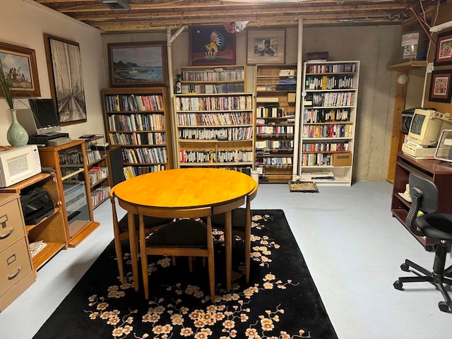 interior space featuring concrete floors