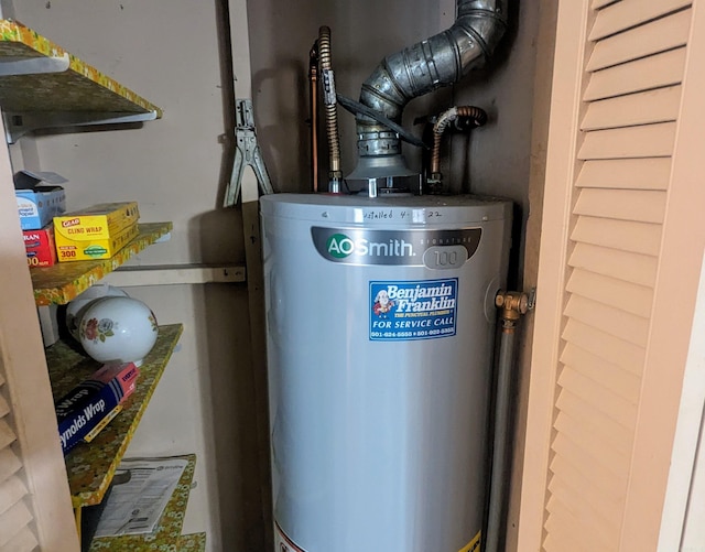 utility room with gas water heater