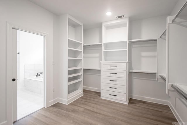 walk in closet featuring wood-type flooring