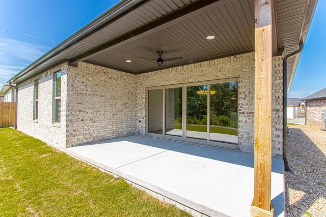 view of patio / terrace featuring ceiling fan