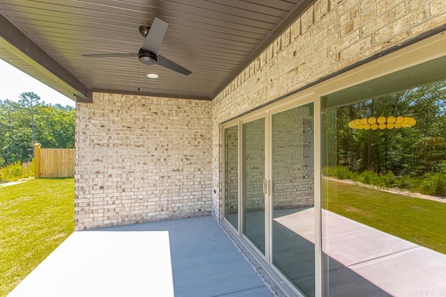 view of patio / terrace featuring ceiling fan