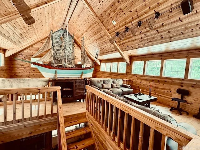 interior space featuring hardwood / wood-style flooring and wood ceiling