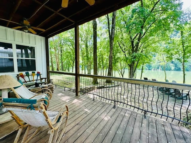 deck featuring ceiling fan