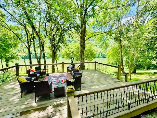 deck featuring an outdoor living space