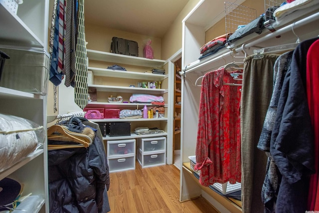 spacious closet with light wood-type flooring