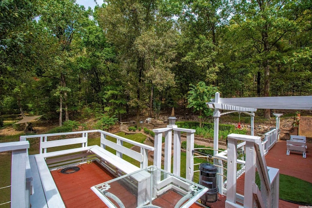 deck with a pergola