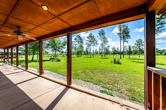 view of patio / terrace featuring ceiling fan