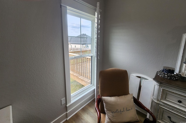 sitting room featuring light hardwood / wood-style floors