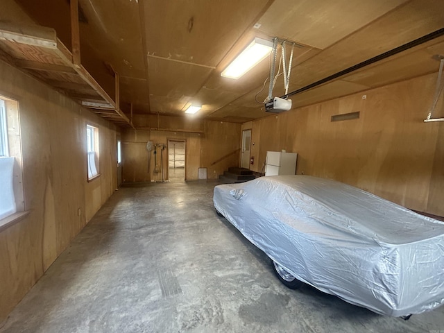 garage with a garage door opener