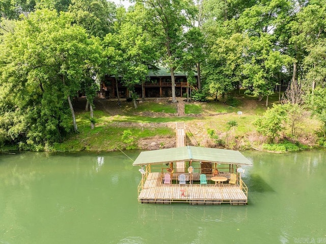 dock area featuring a water view