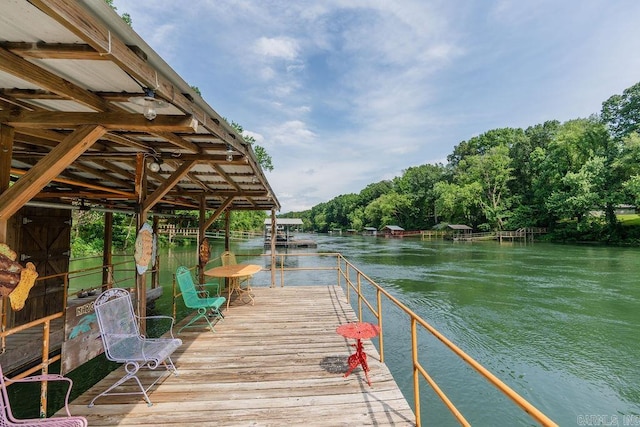 view of dock featuring a water view