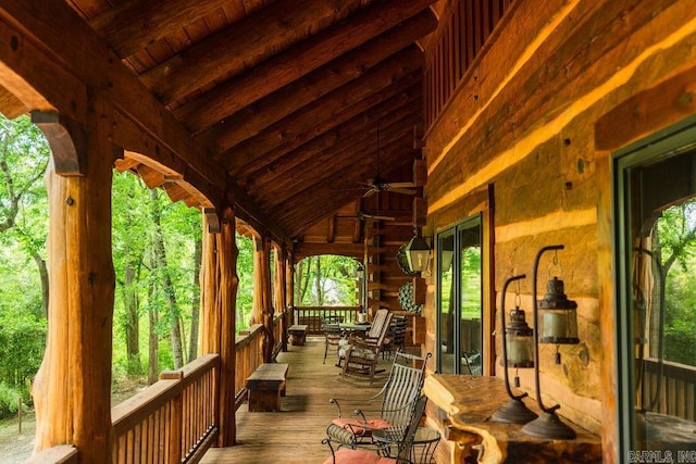 wooden deck featuring a porch