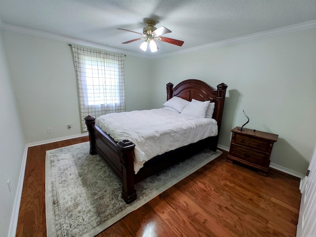 bedroom featuring wood finished floors and ornamental molding