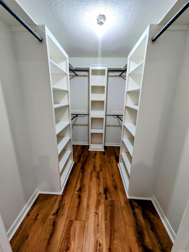 spacious closet featuring dark wood-type flooring