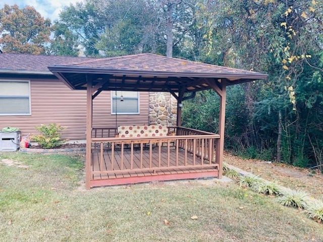 exterior space featuring a gazebo and a lawn