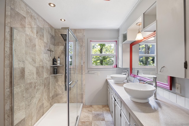 170 Ridge Rd, Houston, AR 72720 - bathroom with recessed lighting, a sink, and a stall shower